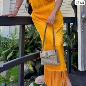 Rachel Zoe orange  Fringe Satin Skirt